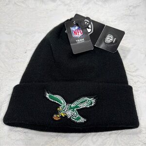 PHILADELPHIA EAGLES Black Retro Winter Beanie Birds Embroidered Knit Cuffed Cap